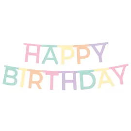 Happy Birthday Bokstavgirlander Lys Pastell