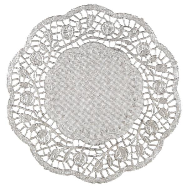 Runde Kakeservietter Sølv 21 cm