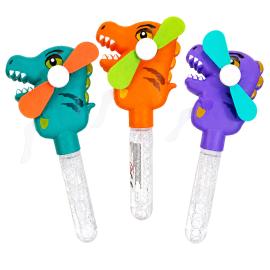 Dinosaur H&aring;nddrevet Vifte med 35 ml S&aring;pebobler 20 cm