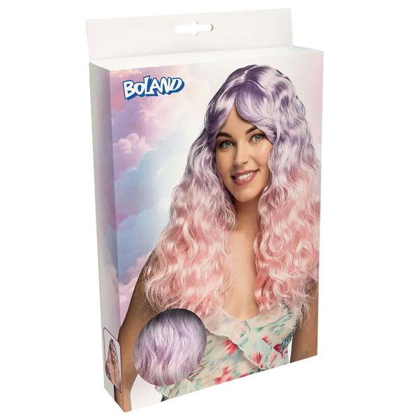 Krøllete Parykk Rosa/Lilla