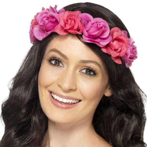 Hårbånd med Store Rosa Blomster