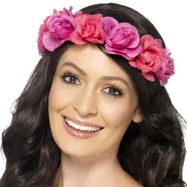 Hårbånd med Store Rosa Blomster