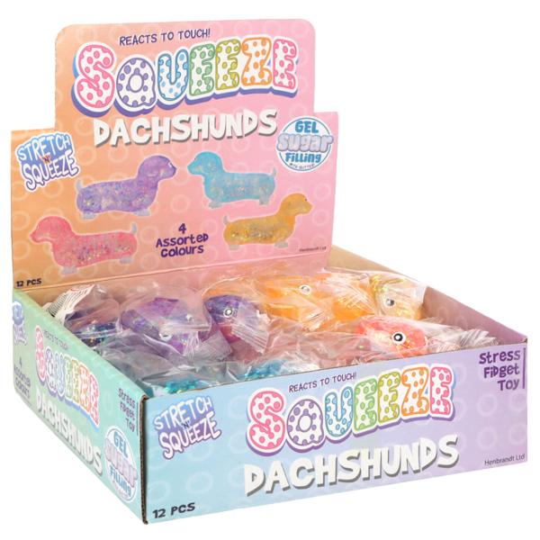 Squeeze Glitrende Dachshund Leketøy 11 cm