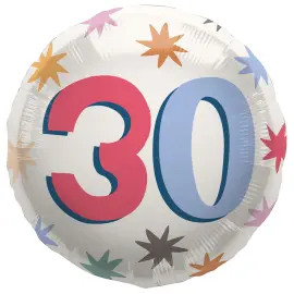Rund Folieballong med Stjerner 30 år