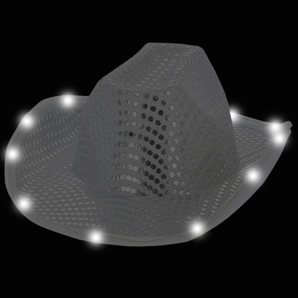 LED Cowgirl Hatt Sølv