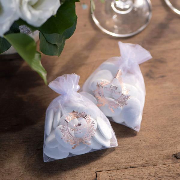 Små Poser Organza Just Married Rosegull