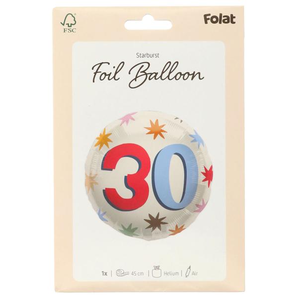 Rund Folieballong med Stjerner 30 år