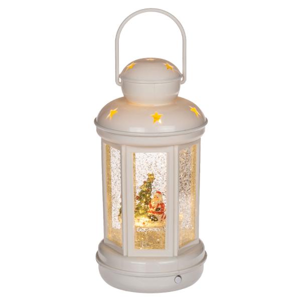 LED Lykt Julenisse med Glitter