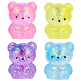 Squeeze Glitrende Teddybj&oslash;rn Leke 6 cm