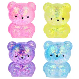 Squeeze Glitrende Teddybj&oslash;rn Leke 6 cm
