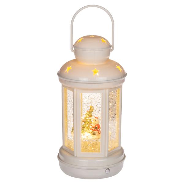 LED Lykt Julenisse med Glitter