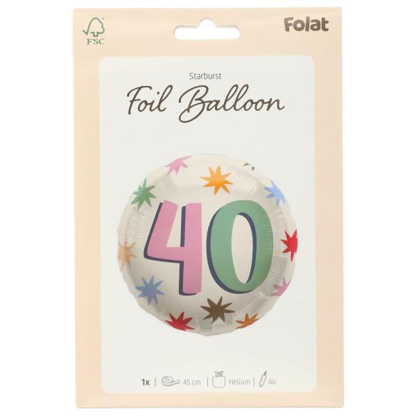 Rund Folieballong med Stjerner 40 år