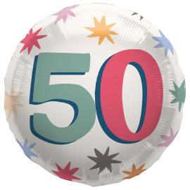 Rund Folieballong med Stjerner 50 år