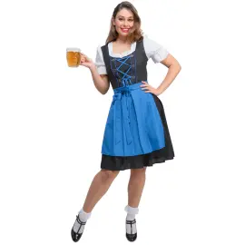 Oktoberfest Dirndl Kjole Blå & Svart