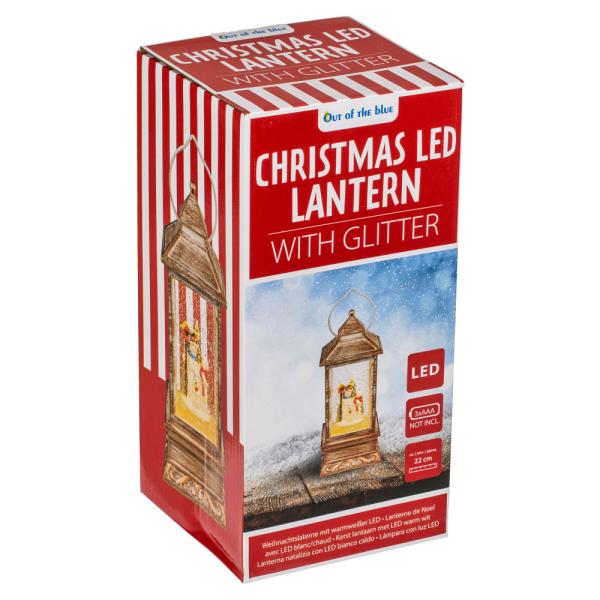 LED Lykt Snømann med Glitter