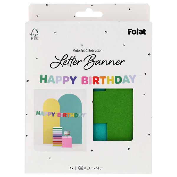 Happy Birthday Bokstavgirlander i Filt 4 m