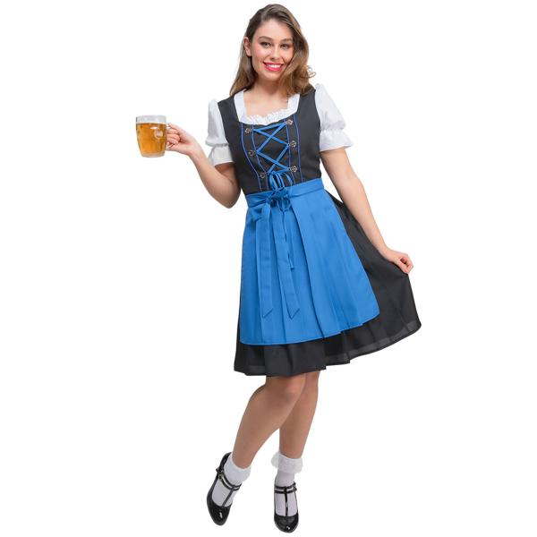 Oktoberfest Dirndl Kjole Blå & Svart