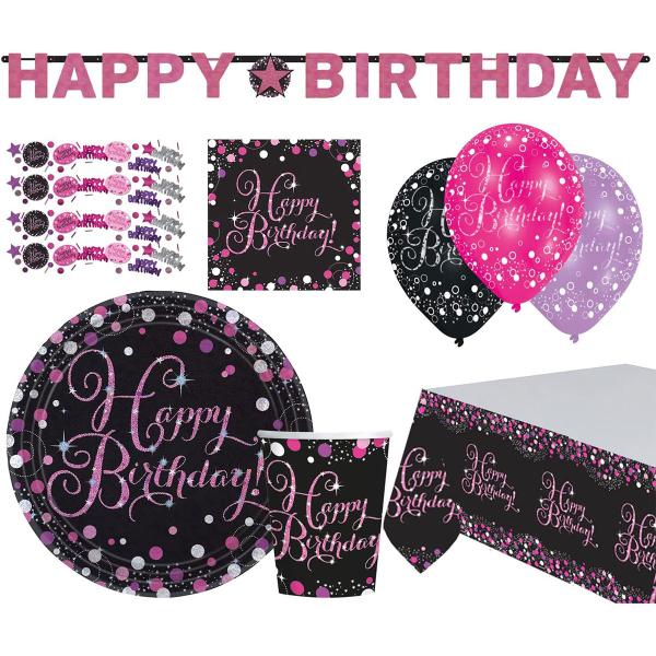 Bursdagspakke Glitter Rosa 41-pakning