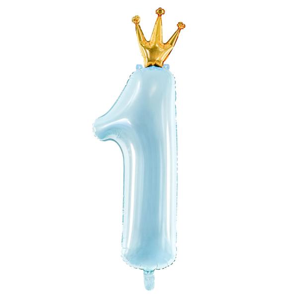 Tallballong med Krone 1 år Lyseblå