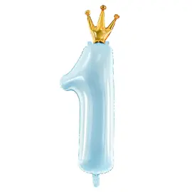 Tallballong med Krone 1 år Lyseblå
