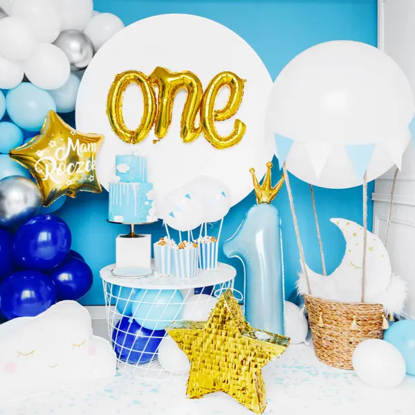 Tallballong med Krone 1 år Lyseblå