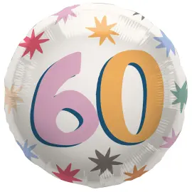 Rund Folieballong med Stjerner 60 &aring;r