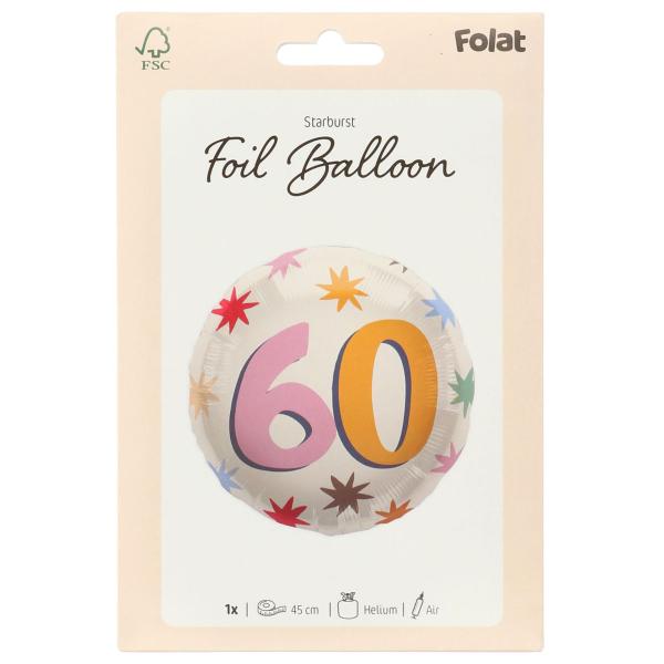 Rund Folieballong med Stjerner 60 år