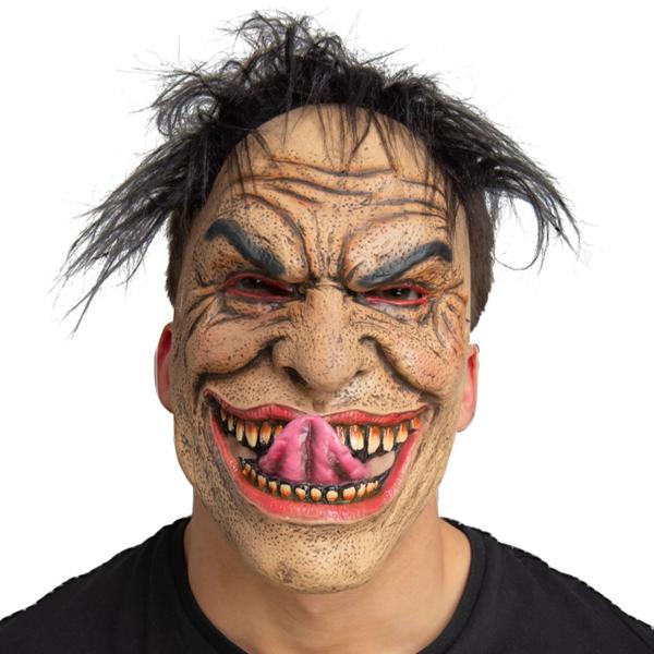 Latexmaske med Hår og Skummelt Smil