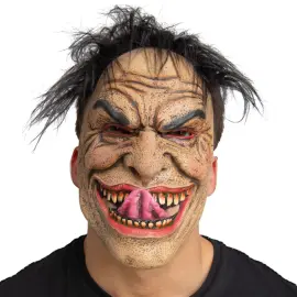 Latexmaske med H&aring;r og Skummelt Smil