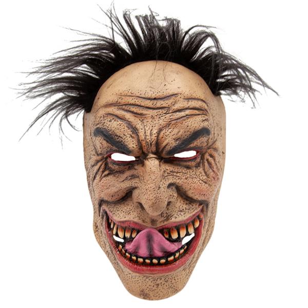 Latexmaske med Hår og Skummelt Smil