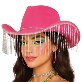 Cowboyhatt med Frynser Rosa