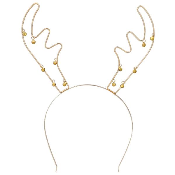 Reinsdyrhorn Julehårbøyle med Bjeller Gull