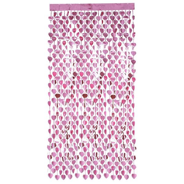 Party Glittergardin Hjerter Rosa