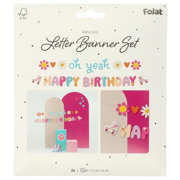 Bokstav-girlander Happy Birthday Boho Girlz