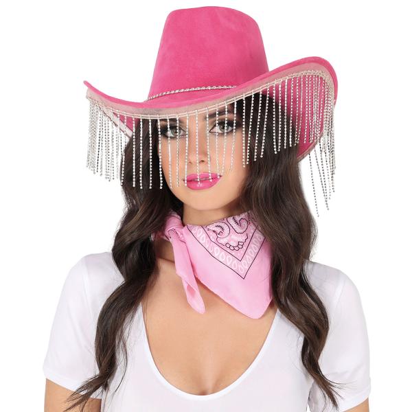 Cowboyhatt med Frynser Rosa
