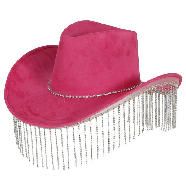 Cowboyhatt med Frynser Rosa