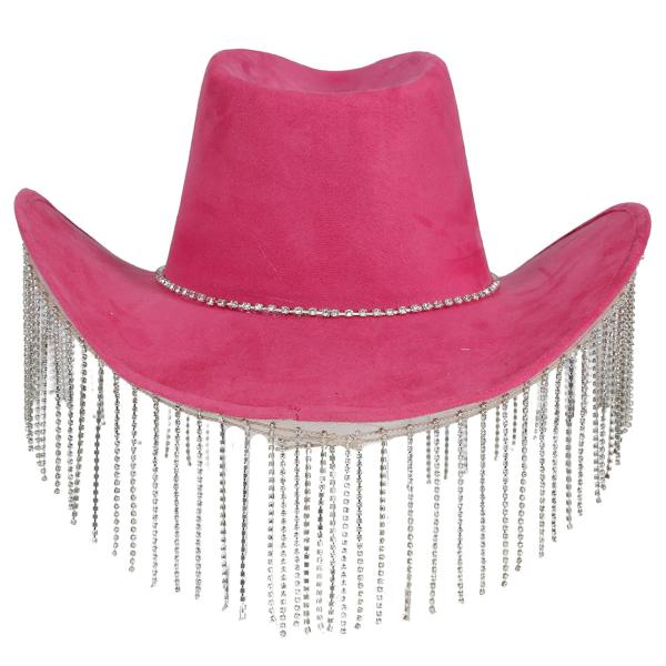 Cowboyhatt med Frynser Rosa