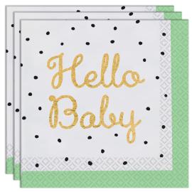 Servietter Hello Baby Grønn/Hvit