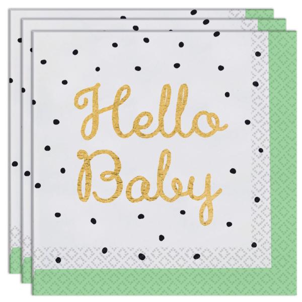 Servietter Hello Baby Grønn/Hvit