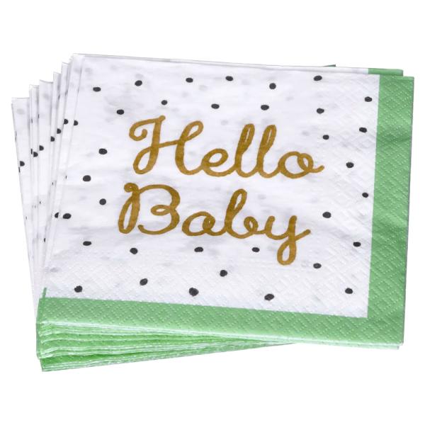 Servietter Hello Baby Grønn/Hvit