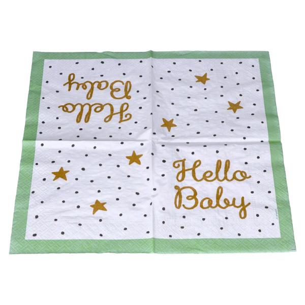 Servietter Hello Baby Grønn/Hvit