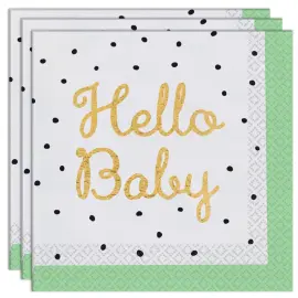 Servietter Hello Baby Grønn/Hvit