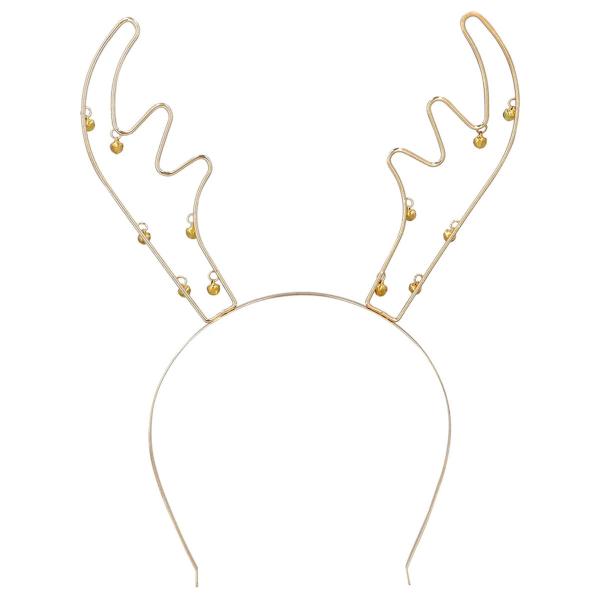 Reinsdyrhorn Julehårbøyle med Bjeller Gull