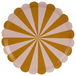 Papptallerkener Stripete Brun/Rosa 6-pakning