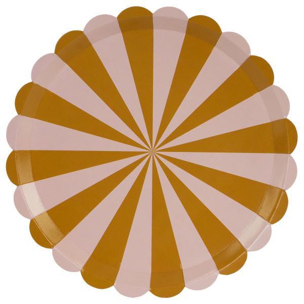Papptallerkener Stripete Brun/Rosa 6-pakning