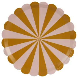 Papptallerkener Stripete Brun/Rosa 6-pakning