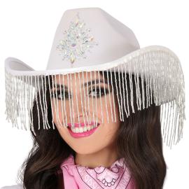 Cowboyhatt med Frynser Hvit