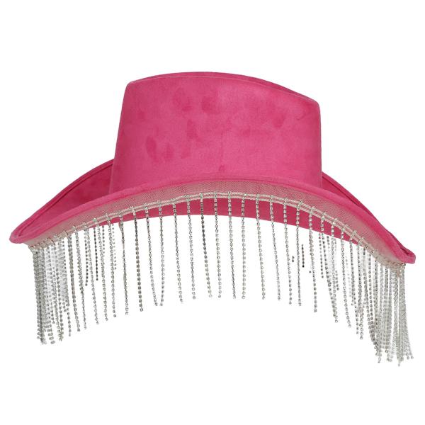 Cowboyhatt med Frynser Rosa