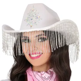 Cowboyhatt med Frynser Hvit