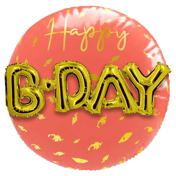 Happy B-Day 3D Folieballong Golden Dusk